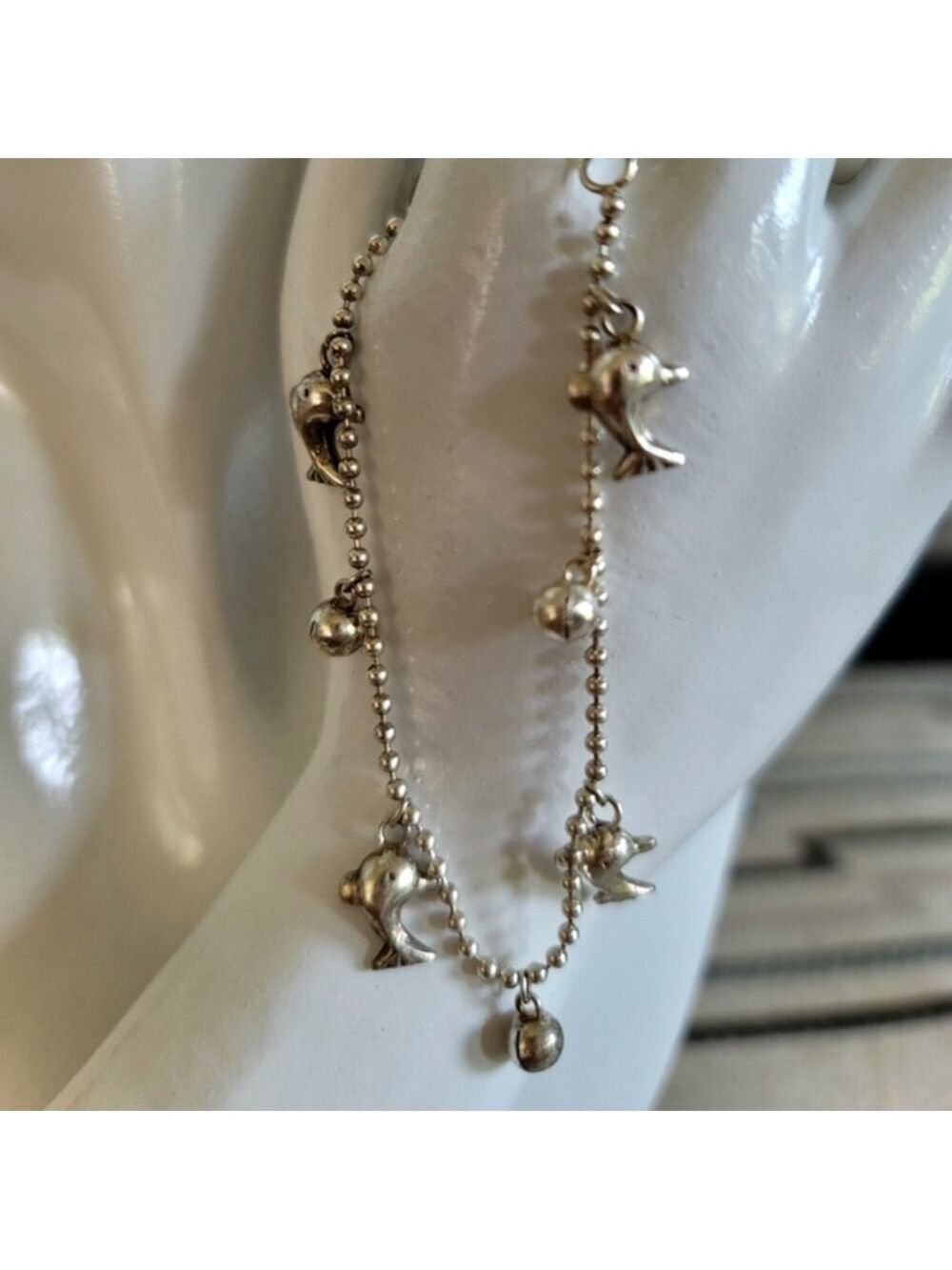Fashion Silver Color Ball Dolphin Bracelet/Anklet 7"